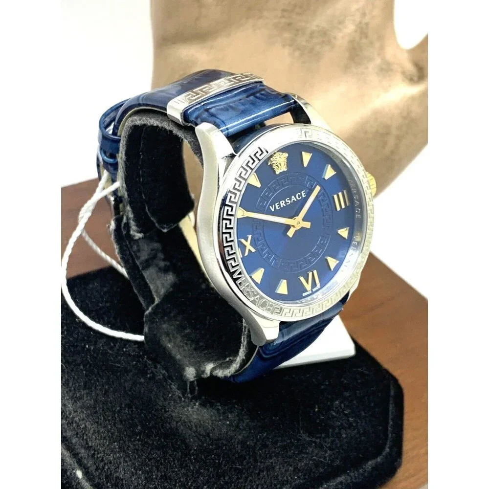 Versace Wome'ns Watch VE2S00122 Hellenyium Swiss Quartz Blue Dial Leathe…